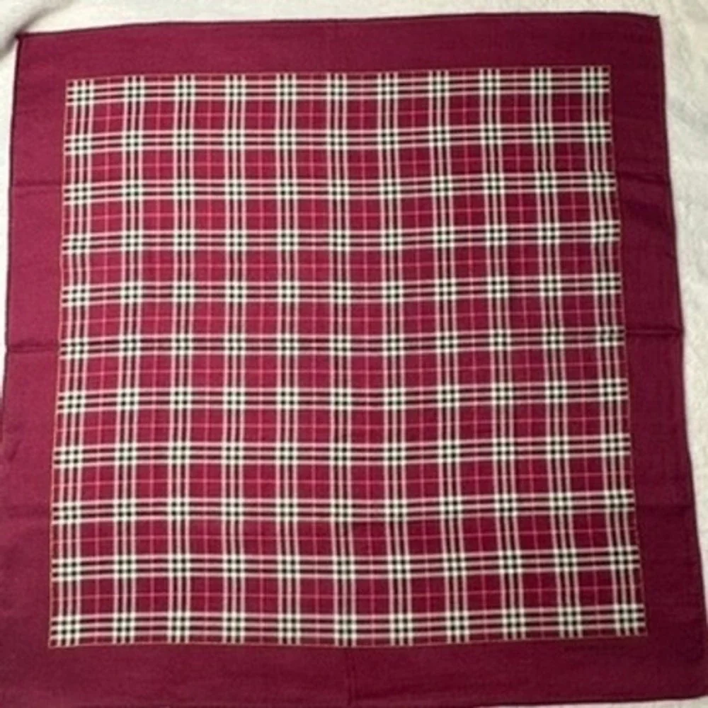 BURBERRY Scarf Handkerchief House Check Twill Burgundy 19.5in